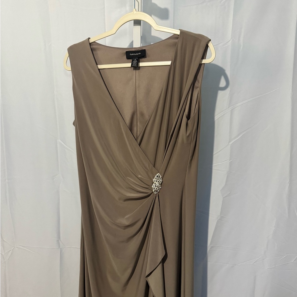 R & M Richards Draped Beige Dress Size 14